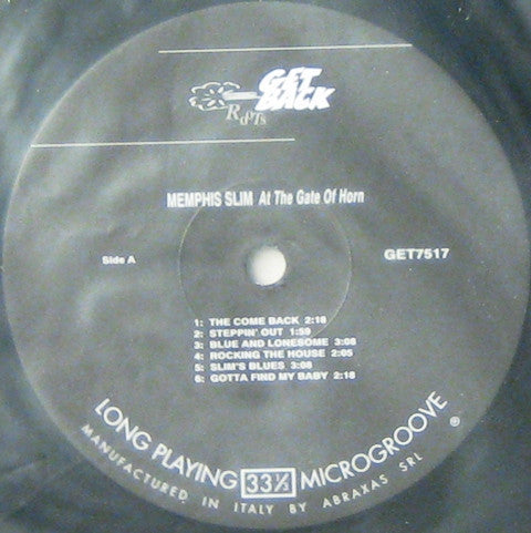 Memphis Slim : Memphis Slim At The Gate Of Horn (LP, Album, RE, 180)