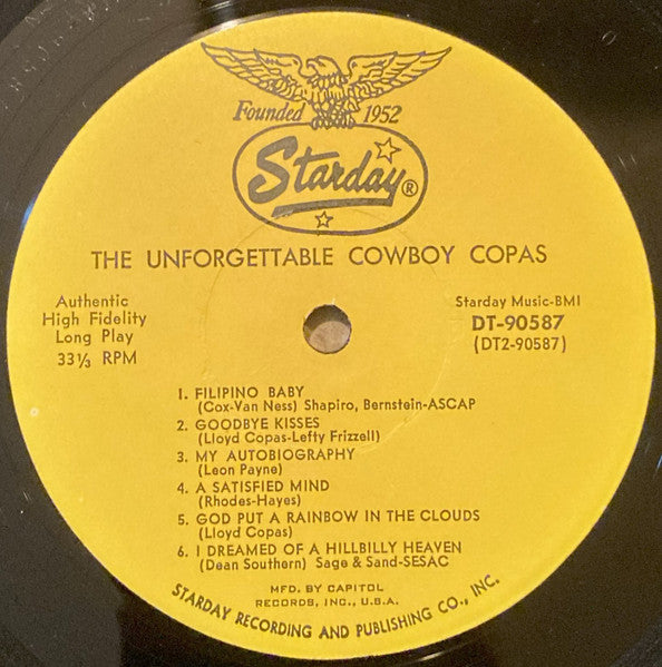 Cowboy Copas : The Unforgettable Cowboy Copas (LP, Comp, Club, Jac)