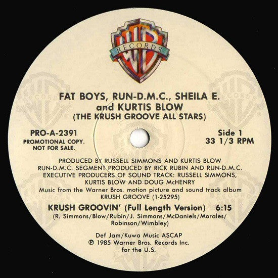 The Krush Groove All Stars* : Krush Groovin' (12", Promo)