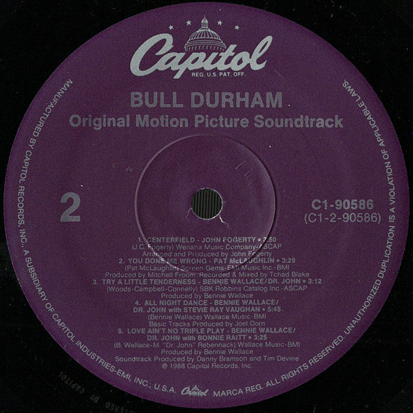 Various : Bull Durham, Original Motion Picture Soundtrack (LP, Album)