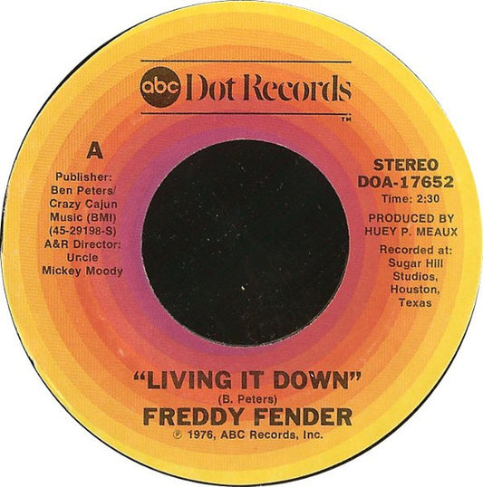 Freddy Fender (2) : Living It Down (7", Single, Ter)