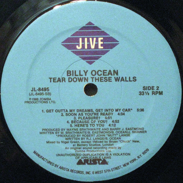 Billy Ocean : Tear Down These Walls (LP, Album, Hau)