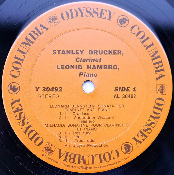 Bernstein* / Debussy* / Milhaud* / Honegger* / Bax*, Stanley Drucker, Leonid Hambro : Music For Clarinet & Piano (LP)