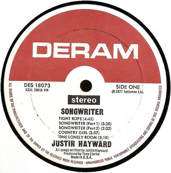 Justin Hayward : Songwriter (LP, Album, Gat)