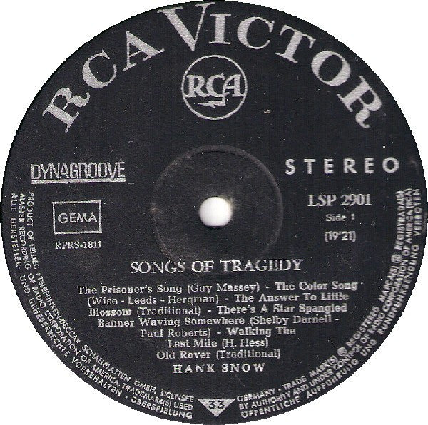 Hank Snow : Songs Of Tragedy (LP, Album)