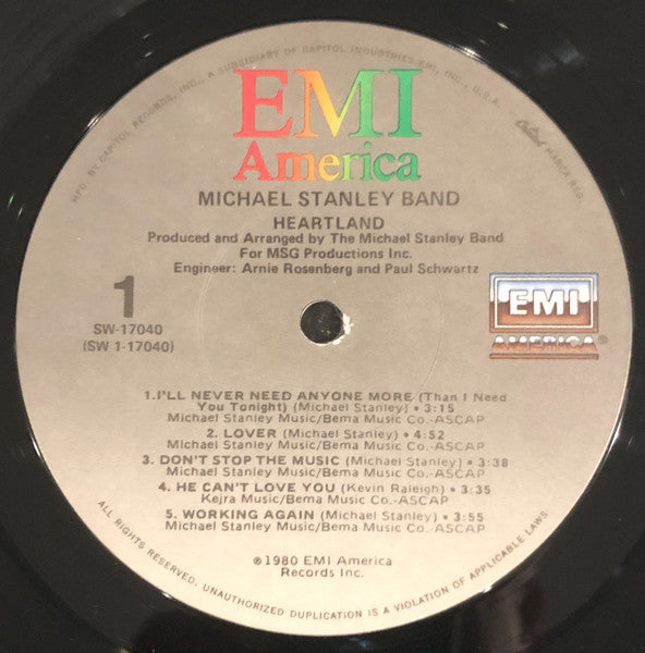 Michael Stanley Band : Heartland (LP, Album, RE, Win)