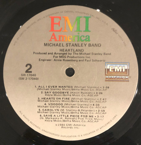 Michael Stanley Band : Heartland (LP, Album, RE, Win)