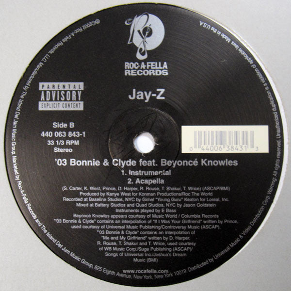 Jay-Z Feat. Beyoncé Knowles : '03 Bonnie & Clyde (12")