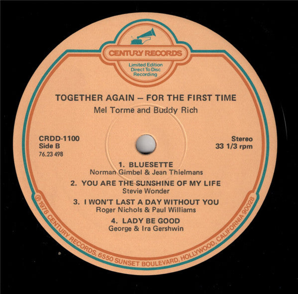 Mel Torme* And Buddy Rich : Together Again – For The First Time (LP, Album, Ltd, Dir)