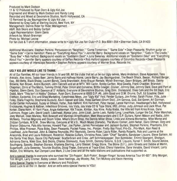 Ugly Kid Joe : America's Least Wanted (CD, Album, Club, BMG)