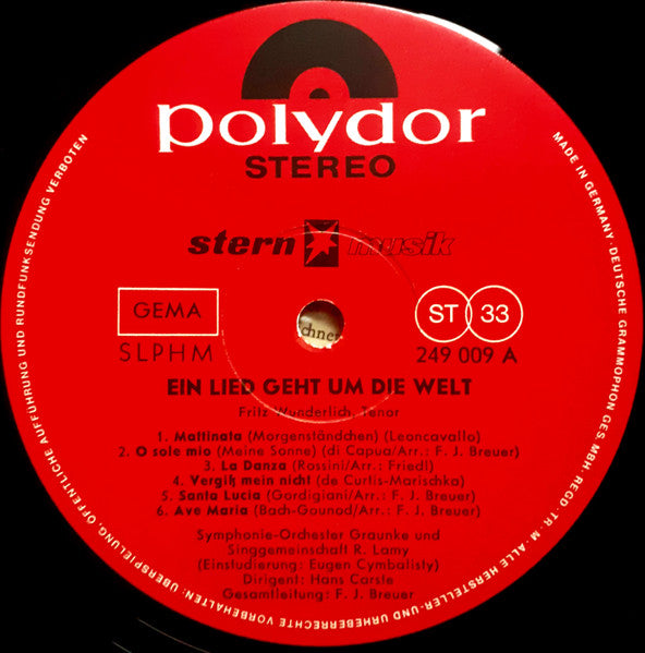 Fritz Wunderlich : Ein Lied Geht Um Die Welt (LP, Album)