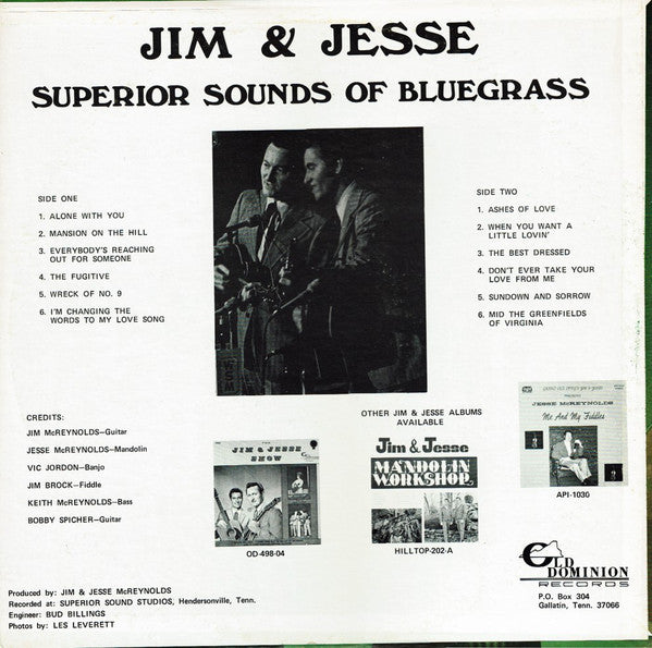 Jim & Jesse And The Virginia Boys : Superior Sounds Of Bluegrass (LP)