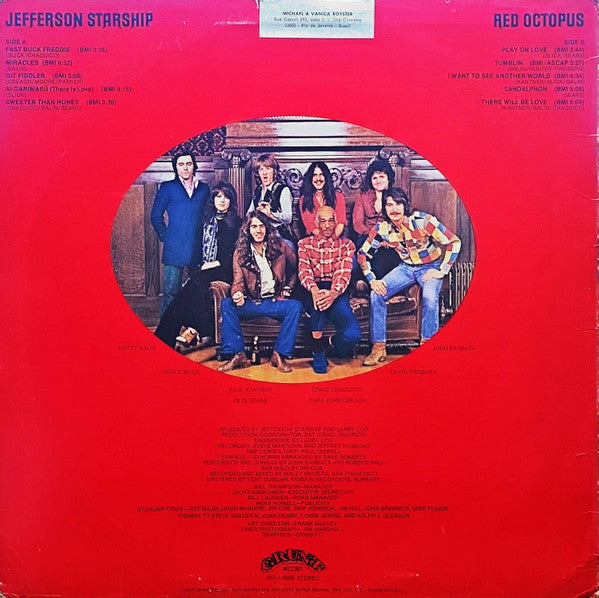 Jefferson Starship : Red Octopus (LP, Album, Ind)