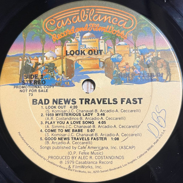 Bad News Travels Fast : Look Out (LP, Album, Promo, Ter)