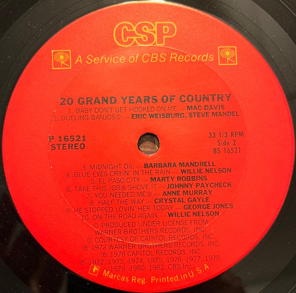 Various : 20 Grand Years Of Country (LP, Comp)