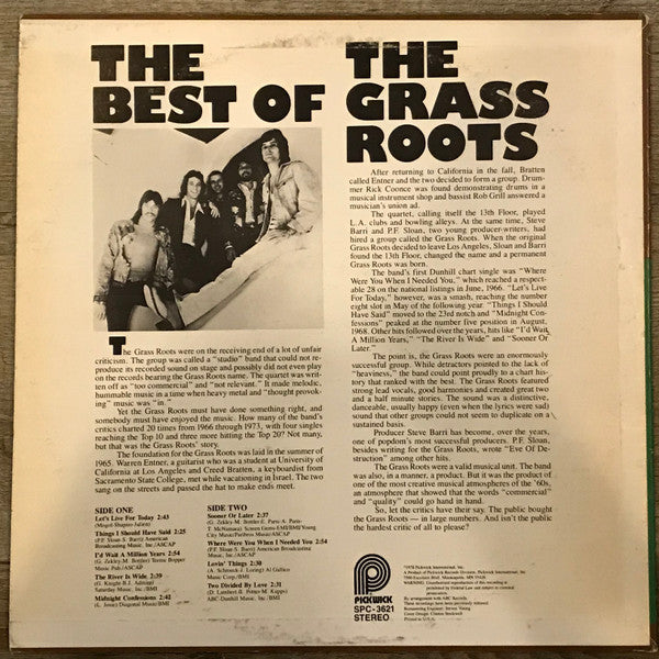 The Grass Roots : Best Of The Grass Roots (LP, Comp)