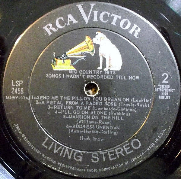 Hank Snow : Big Country Hits: Songs I Hadn't Recorded Till Now (LP, Album)