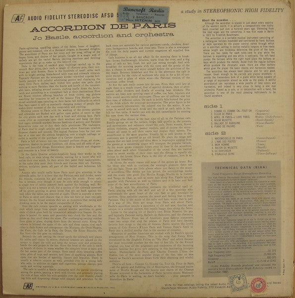 Jo Basile, His Accordion And Orchestra* : Accordion De Paris (LP)