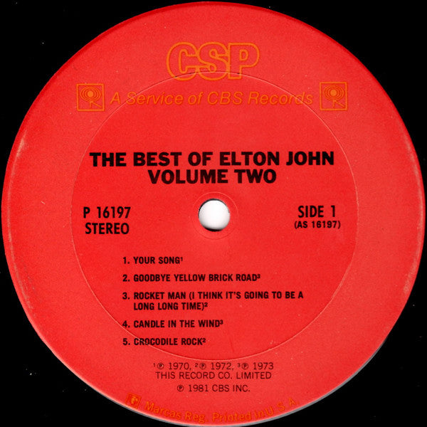 Elton John : The Best Of Elton John Volume Two (LP, Comp)