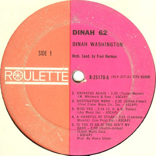Dinah Washington : Dinah '62 (LP, Album, Mono, Ter)