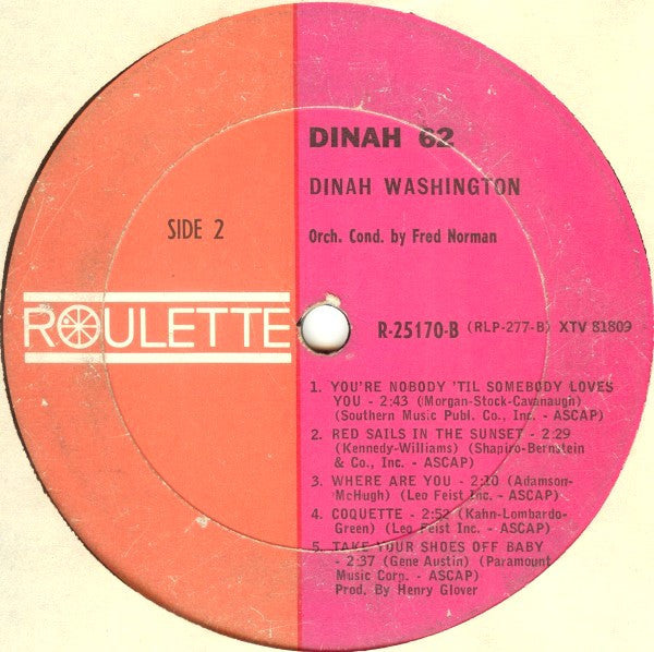 Dinah Washington : Dinah '62 (LP, Album, Mono, Ter)
