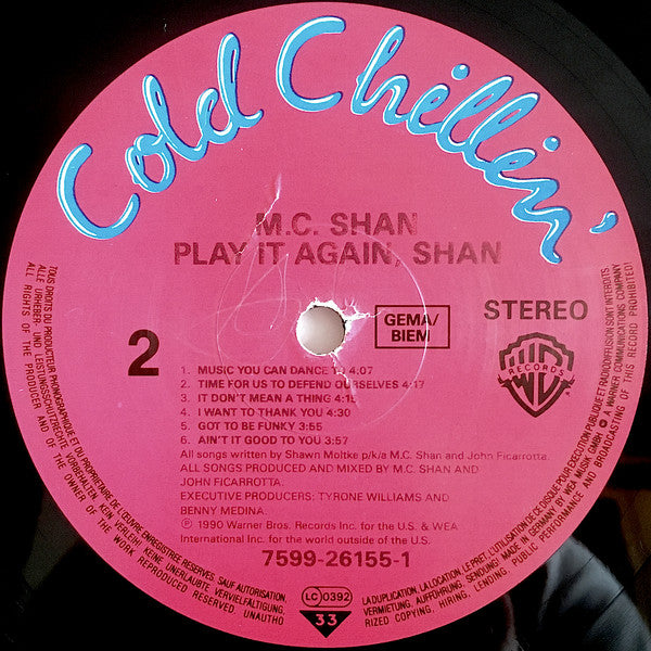 M.C. Shan* : Play It Again, Shan (LP, Album)