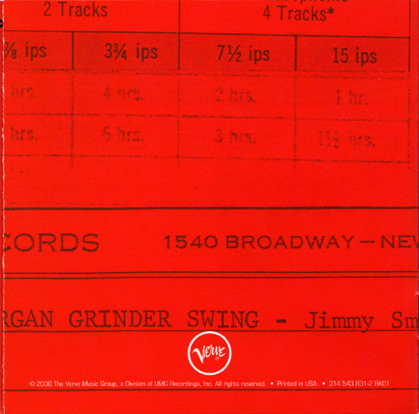 The Incredible Jimmy Smith* Featuring Kenny Burrell And Grady Tate : Organ Grinder Swing (CD, Album, RM, Dig)