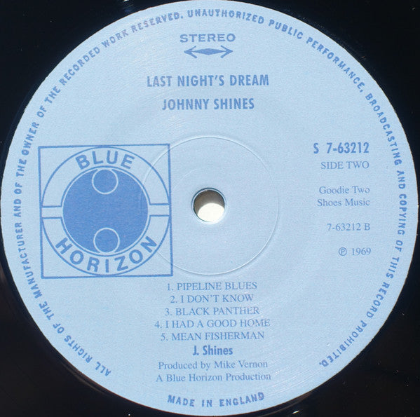 Johnny Shines : Last Night's Dream (LP, Album, Ltd, RE, RM, 180)