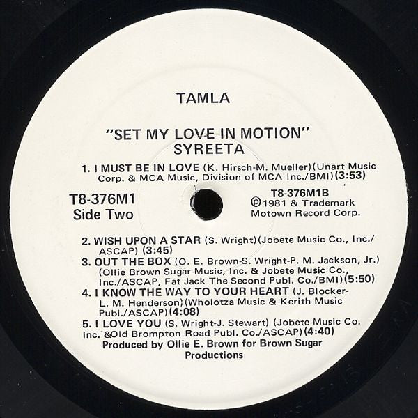 Syreeta : Set My Love In Motion (LP, Album, Promo)
