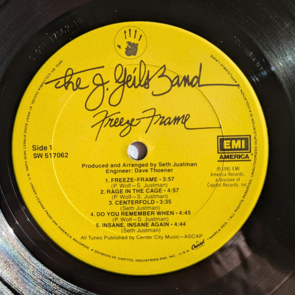 The J. Geils Band : Freeze Frame (LP, Album, Club, Car)