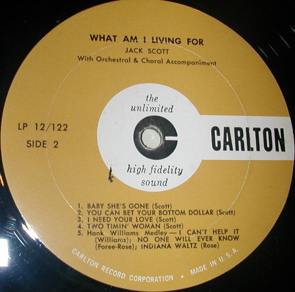 Jack Scott : What Am I Living For! (LP, Album, Mono)