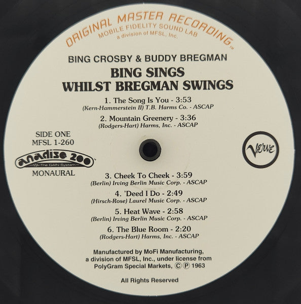 Bing Crosby & Buddy Bregman : Bing Sings Whilst Bregman Swings (LP, Album, Mono, Ltd, Num, RE, RM, S/Edition, Gat)