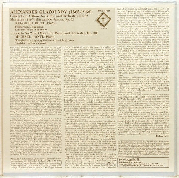 Glazounov* - Ruggiero Ricci, Philharmonia Hungarica ; Reinhard Peters / Michael Ponti, Westphalian Symphony Orchestra, Recklinghausen* ; Siegfried Landau : Violin Concerto / Meditation For Violin And Orchestra / Piano Concerto No. 2 (LP, Album, Quad)