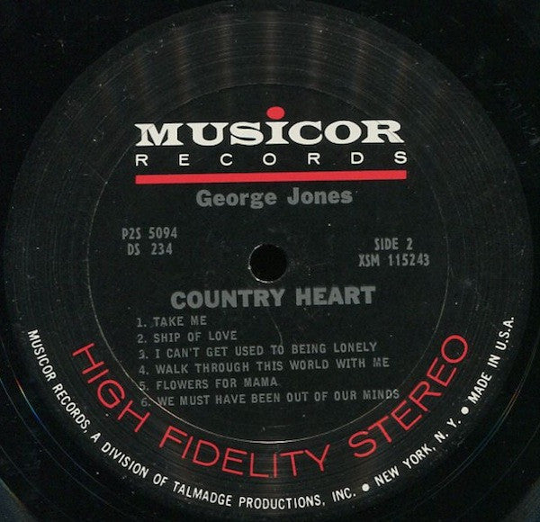 George Jones (2) : Country Heart (2xLP, Comp, Club, Pit)