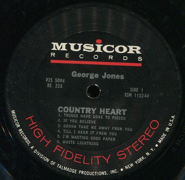 George Jones (2) : Country Heart (2xLP, Comp, Club, Pit)