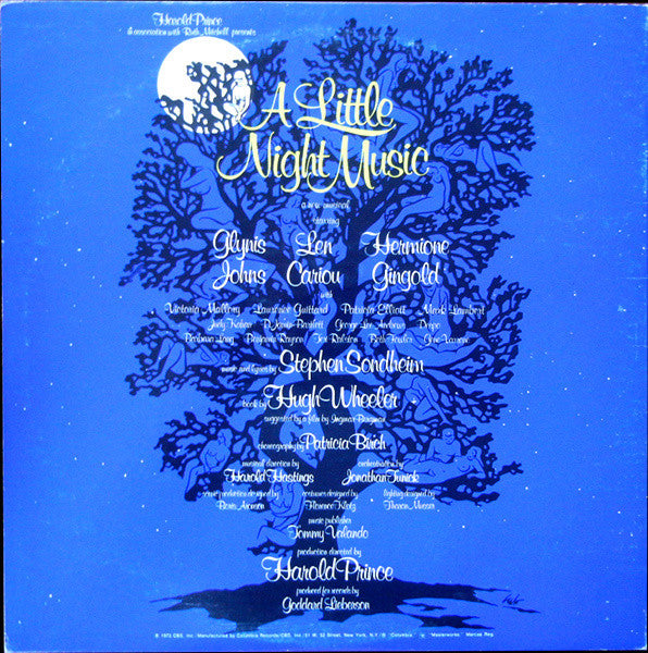 Stephen Sondheim, Glynis Johns, Len Cariou, Hermione Gingold : A Little Night Music (Original Broadway Cast Album) (LP, Album, Gat)