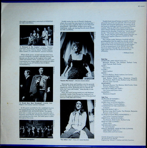 Stephen Sondheim, Glynis Johns, Len Cariou, Hermione Gingold : A Little Night Music (Original Broadway Cast Album) (LP, Album, Gat)