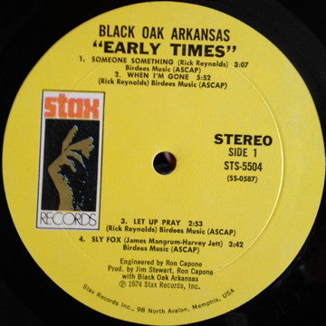 Black Oak Arkansas : Early Times (LP, Album, Mon)