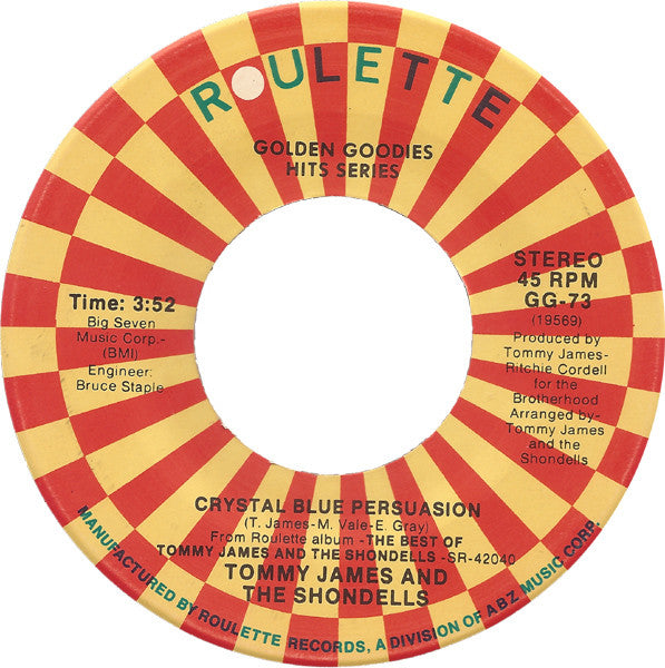 Tommy James And The Shondells* : Mony Mony / Crystal Blue Persuasion (7", Single, RE, SRC)