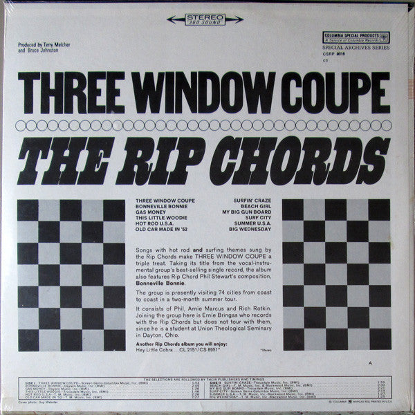 The Rip Chords : Three Window Coupe (LP, Album, RE)