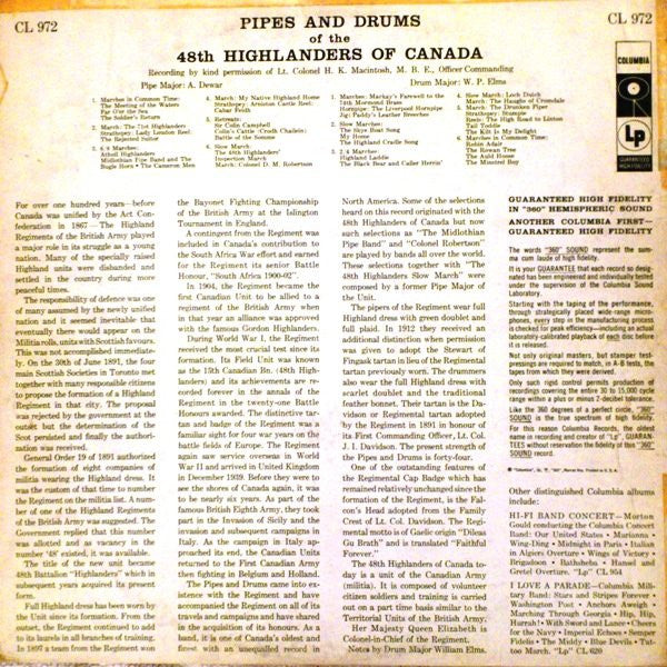 The 48th Highlanders Of Canada : Pipes And Drums Of (LP, Album, Mono)