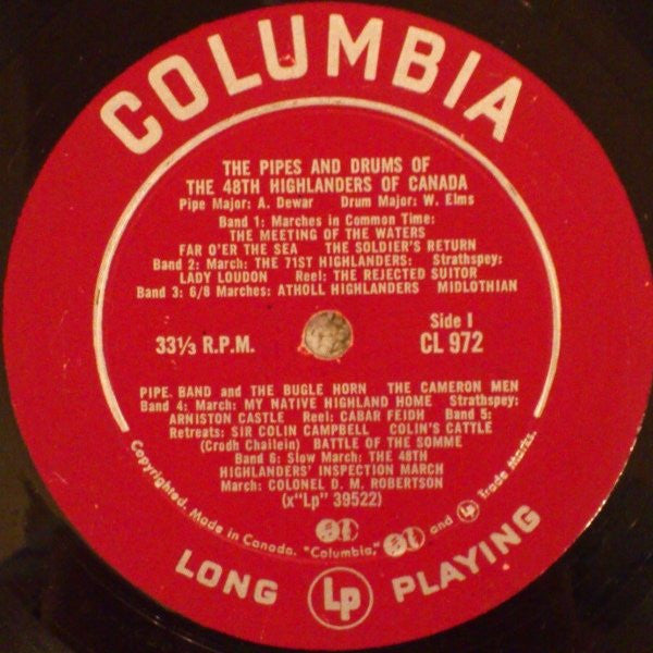 The 48th Highlanders Of Canada : Pipes And Drums Of (LP, Album, Mono)