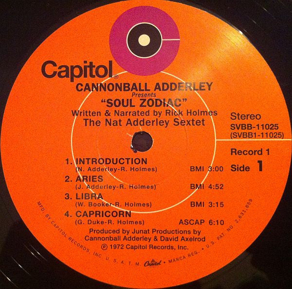 Cannonball Adderley, Rick Holmes, Nat Adderley Sextet : Soul Zodiac (2xLP, Album, RE)