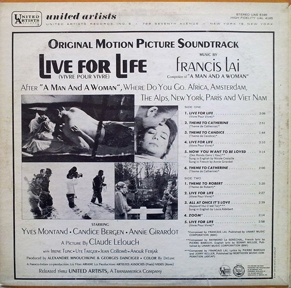 Francis Lai : Live For Life (Vivre Pour Vivre) (LP, Album, Mon)