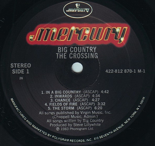 Big Country : The Crossing (LP, Album, PRC)