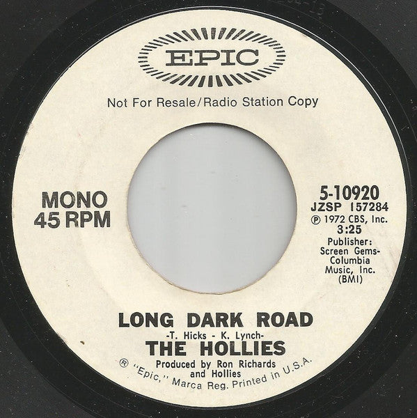 The Hollies : Long Dark Road (7", Single, Mono, Promo, Styrene)