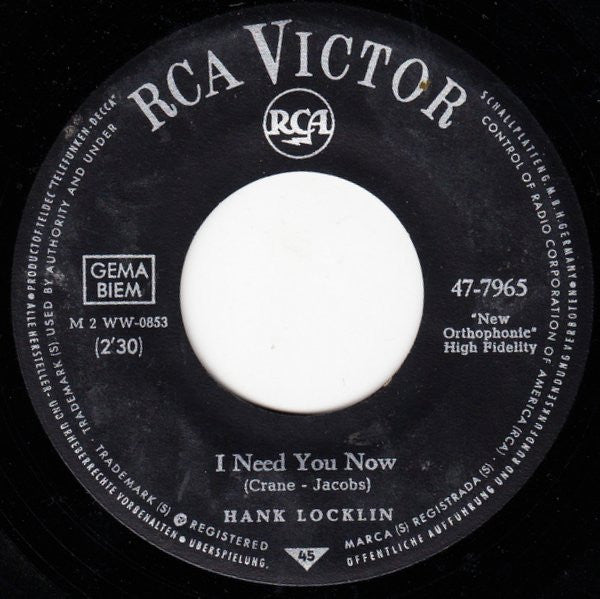 Hank Locklin : Happy Journey (7", Single)