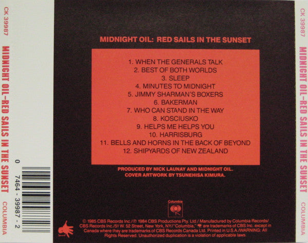 Midnight Oil : Red Sails In The Sunset (CD, Album)