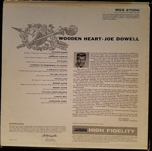 Joe Dowell : Wooden Heart (LP, Album, Mono)