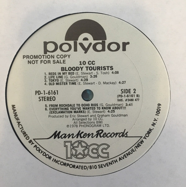 10cc : Bloody Tourists (LP, Album, Promo, Pit)